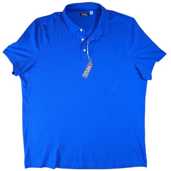 MADE Cam Newton Polo Shirt Mens XXL Blue Golf Cotton Stretch Classic Fit NWT - Picture 1 of 8